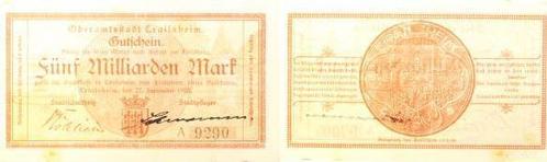 Duitsland 5 Milliarden Mark Crailsheim 1923 Notgeld druck..., Postzegels en Munten, Munten | Nederland, Verzenden