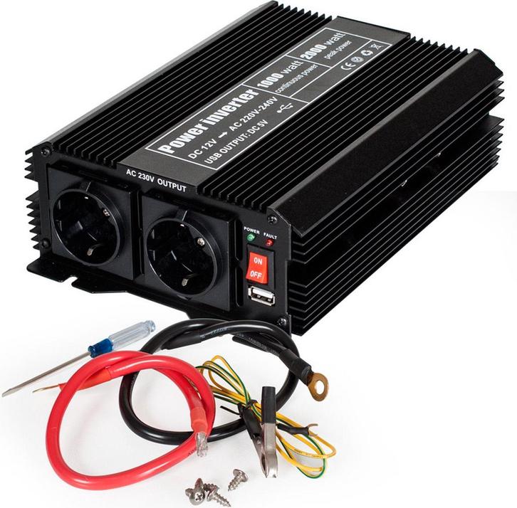 tectake Spanningsomvormer Converter van 12V naar 230V 1000 2, Huis en Inrichting, Woonaccessoires | Overige, Zo goed als nieuw