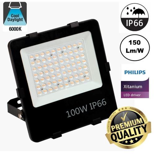 LED Floodlight 100 Watt | Premium | Philips Driver | IP66, Tuin en Terras, Buitenverlichting, Waterbestendig, Led, Netvoeding