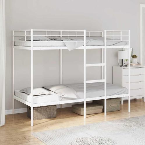 vidaXL Stapelbed zonder matras 80x200 cm staal wit, Huis en Inrichting, Slaapkamer | Bedden, 80 cm, 200 cm, Wit, Eenpersoons, Nieuw