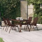 vidaXL Tuintafel 140x70x70 cm staal en glas bruin en zwart, Verzenden, Nieuw, Metaal