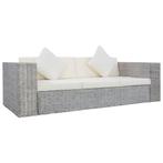 vidaXL Driezitsbank met kussens natuurlijk rattan grijs, Verzenden, Riet of Rotan, 200 tot 250 cm, Driepersoons