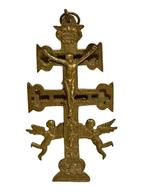 Antiek Caravaca kruis relikwie - Messing - Early 20th