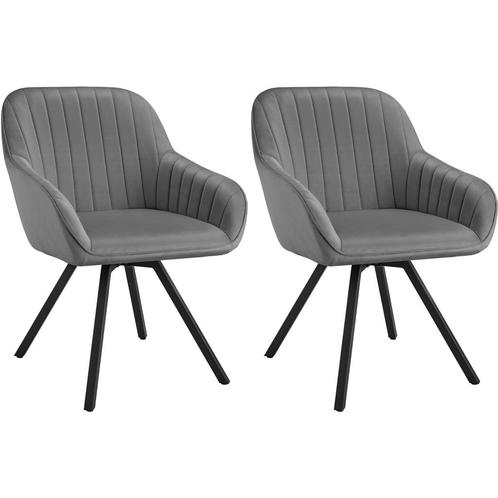 Draaibare fluwelen stoel Snug, gestoffeerd - grijs, Set van, Huis en Inrichting, Stoelen, Verzenden