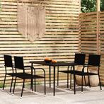 vidaXL 5-delige Tuinset zwart, 4 zitplaatsen, Nieuw, Tuinset, Verzenden