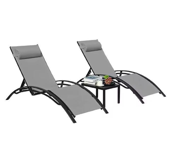 3-Delige Aluminium Loungeset met Verstelbare Stoelen, Tuin en Terras, Tuinstoelen, Nieuw, Verzenden