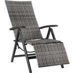 Wicker tuinstoel opklapbaar met aluminium frame en voetsteun, Verzenden, Nieuw