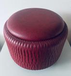 Poef - Synthetisch leder, Verchroomd, Hout - Naaibox / poef