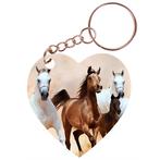 Sleutelhanger hartje 5x5cm - Volbloed Paarden in Galop met V, Verzamelen, Nieuw, Ophalen of Verzenden