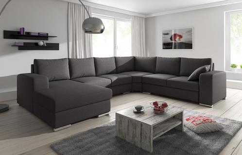 Hoekbank Adel - Donkergrijs - Stof - Met lounge, Huis en Inrichting, Banken | Bankstellen, 300 cm of meer, 150 cm of meer, Vierpersoons of meer