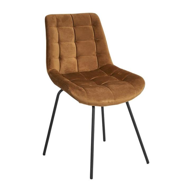 Eetkamerstoel velvet - cognac - 79x50x44 cm, Huis en Inrichting, Stoelen, Verzenden