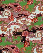 Viscose Twill Abstracte Bloemen Groen, Hobby en Vrije tijd, Nieuw, Groen