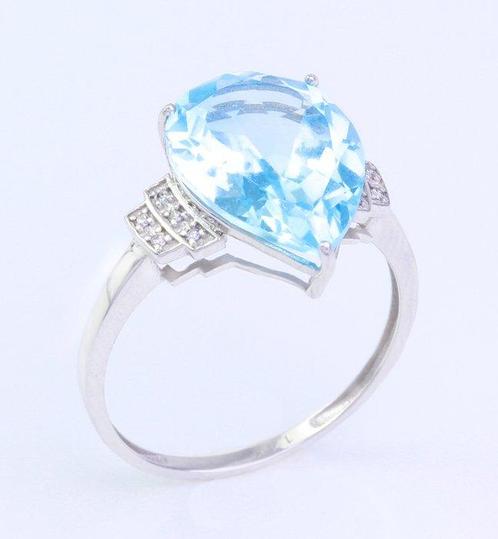 Zonder Minimumprijs - Ring - 14 karaat Witgoud Topaas -, Sieraden, Tassen en Uiterlijk, Ringen
