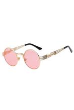 Ronde Bril Steampunk Heren Goud Montuur Rond Roze Glazen Six, Ophalen of Verzenden, Nieuw, Roze