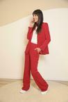 Kocca lange vrouwen wijde rode broek polyester stretch - ...