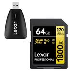 Lexar SDXC Prof UHS-II 1800X 64GB + Gratis