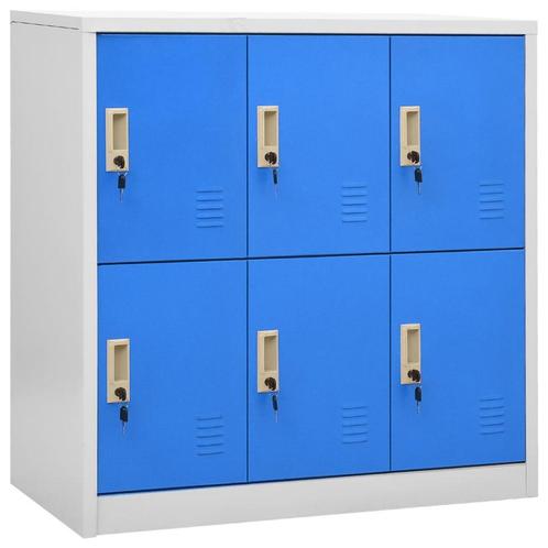 vidaXL Lockerkast 90x45x92,5 cm staal lichtgrijs en blauw, Huis en Inrichting, Kasten | Lockerkasten, Nieuw, Verzenden