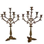 Kaarsenhouder (2) - Verguld brons - Antieke kandelaars