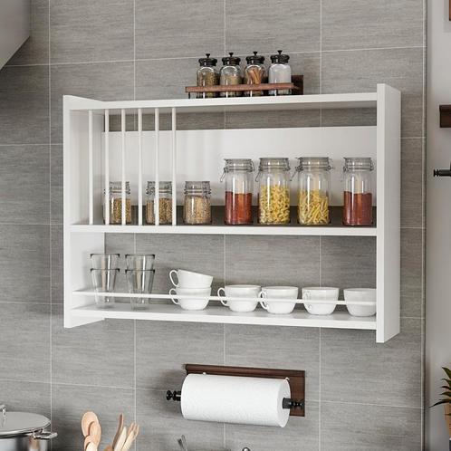 [en.casa] Wandplank Helsingør 60x84x20 cm wit, Huis en Inrichting, Woonaccessoires | Wandplanken en Boekenplanken, Nieuw, Verzenden