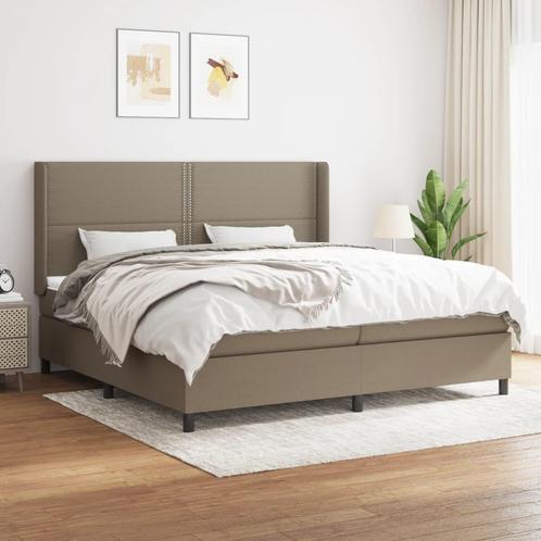 vidaXL Boxspring met matras stof taupe 200x200 cm, Huis en Inrichting, Slaapkamer | Bedden, Overige maten, 200 cm, Tweepersoons