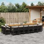 vidaXL 17-delige Tuinset met kussens poly rattan zwart, 6 zitplaatsen, Nieuw, Tuinset, Verzenden