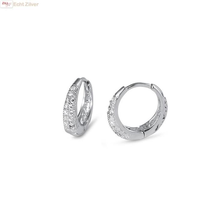 Zilveren huggie hoops sparkling, Sieraden, Tassen en Uiterlijk, Oorbellen, Nieuw, Verzenden
