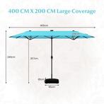 2dekans | Coast 400 x 200 cm Dubbele Tuinparasol met LED op, Ophalen of Verzenden, Zo goed als nieuw