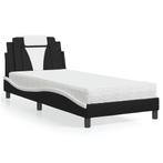 vidaXL Bed Viana met matras kunstleer zwart en wit 80x200, Overige materialen, Eenpersoons, Verzenden, Zwart