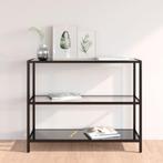 vidaXL Schap 100x36x90 cm gehard glas transparant en zwart, Huis en Inrichting, 100 tot 150 cm, Verzenden, Nieuw, Glas