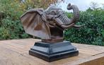 sculptuur, olifant sculptuur brons - 18 cm - brons marmer