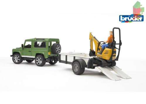 Bruder Land Rover Met Trailer En Graafmachine