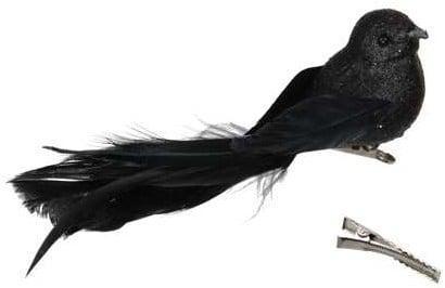 Glittervogels met clip Zwart 16x4 cm pak 4 stuks, Huis en Inrichting, Woonaccessoires | Kunstplanten en Kunstbloemen, Nieuw, Ophalen of Verzenden