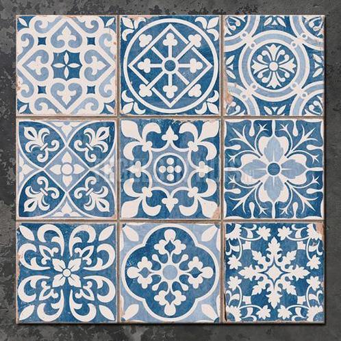 Vintage vloertegel fs faenza a blauw 33x33 9 in 1, Doe-het-zelf en Verbouw, Tegels, Vloertegels, Nieuw, 10 m² of meer, Keramiek