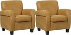 Cognac leren klassieke fauteuils - poot hout zwart - Kenia, Huis en Inrichting, Fauteuils, Klassiek, Nieuw, Ophalen of Verzenden