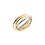 Tricolor gouden trinity pinkring (witgoud, trinity ring), Sieraden, Tassen en Uiterlijk, Ringen, Gebruikt, Overige kleuren, Ophalen of Verzenden