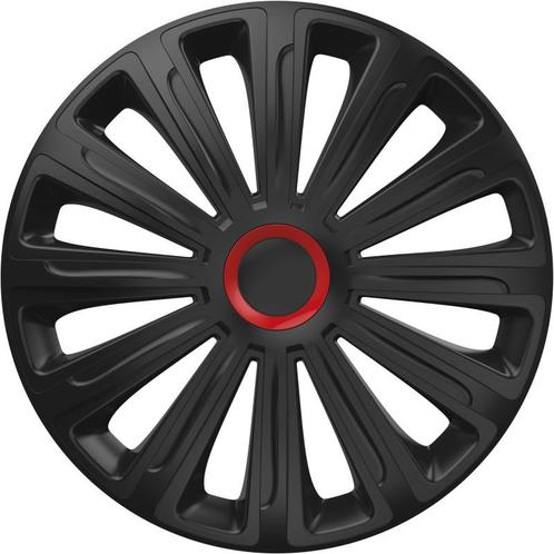Wieldoppen 16 inch - Trend Zwart & Rood - wieldoppenset, Auto diversen, Wieldoppen, Nieuw, Verzenden