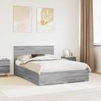 vidaXL Bedframe met hoofdeinde Grijs Sonoma 140 x 200 cm, Verzenden, Nieuw, Grijs, Hout