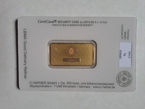 5 gram - Goud .999 - C. Hafner, Germany (Zonder, Postzegels en Munten, Edelmetalen en Baren