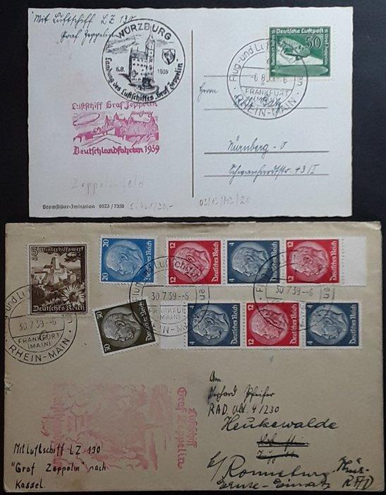 Duitse Rijk - 2 Zeppelin-documenten - Reis naar Kassel 1939, Postzegels en Munten, Postzegels | Europa | Duitsland