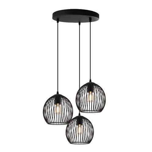 Zwarte ronde 3L hanglamp Wiro bolvormig, klein, Huis en Inrichting, Lampen | Hanglampen, Nieuw, Metaal, 75 cm of meer, Ophalen of Verzenden