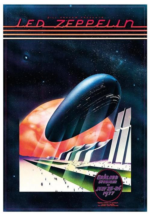 Posters - Poster Led Zeppelin - Oakland Stadium, Verzamelen, Muziek, Artiesten en Beroemdheden, Zo goed als nieuw, Verzenden
