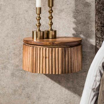 *WOONWINKEL* Zwevend Nachtkastje Rond Hout beschikbaar voor biedingen