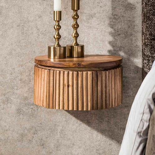 *WOONWINKEL* Zwevend Nachtkastje Rond Hout, Huis en Inrichting, Slaapkamer | Nachtkastjes, Nieuw, Verzenden
