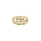 Vintage gouden ring met meander patroon (gouden dames ring), Gebruikt, Overige kleuren, 19 tot 20, Ophalen of Verzenden
