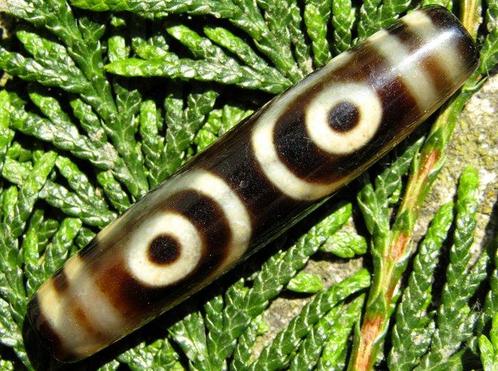 Zeldzame en krachtige talisman DZI 3 Ogen (57 mm) met, Verzamelen, Mineralen en Fossielen
