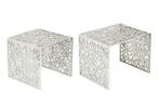 Handgemaakte salontafel ABSTRACT 49cm set van 2 zilver in, Huis en Inrichting, Tafels | Salontafels, Nieuw, Ophalen of Verzenden