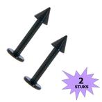 Fako Bijoux® - Labret Piercing - Spike - 3mm - Zwart - 2, Verzenden, Nieuw