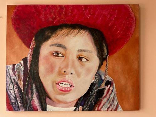 Han Hagens (1950) - Vrouw uit Peru, Antiek en Kunst, Kunst | Schilderijen | Klassiek