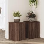 vidaXL Plantenstandaards 2 st 25x25x35 cm bewerkt hout bruin, Verzenden, Nieuw