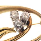 Gouden fantasie broche | Diamant 0,30 ct. (diamanten), Sieraden, Tassen en Uiterlijk, Broches, Gebruikt, Overige kleuren, Ophalen of Verzenden